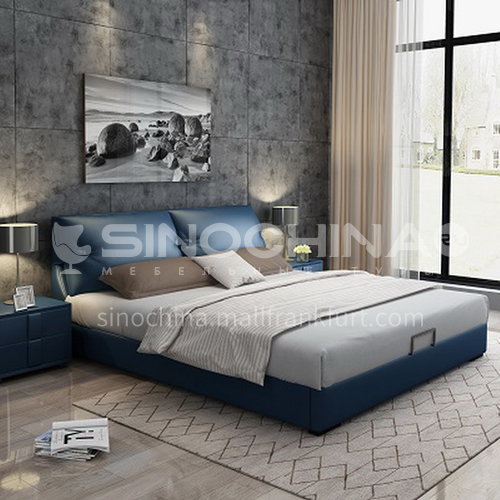 BC-6022 bedroom stylish modern Russian solid wood panel, high density sponge light luxury leather bed